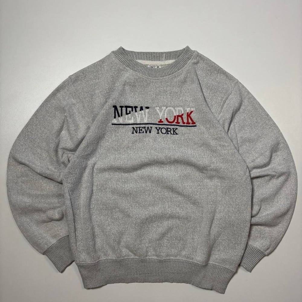 Grey Esy Surf Co New York Embroidered Crewneck Sweatshirt - L